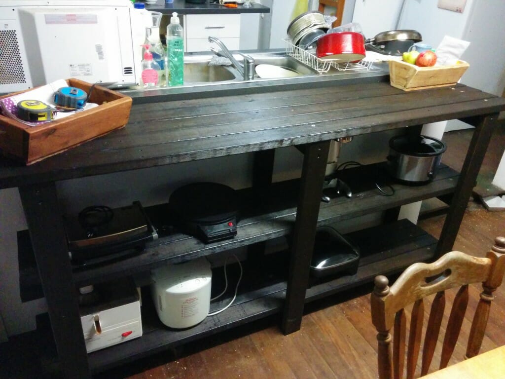 Panel Table with Kitchen Gadgets